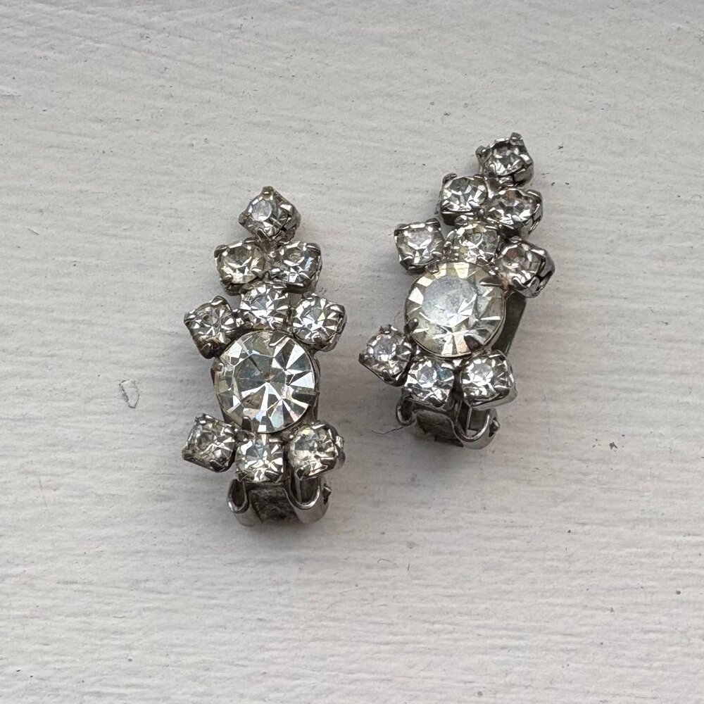 Vintage Rhinestone Clip-On Earrings